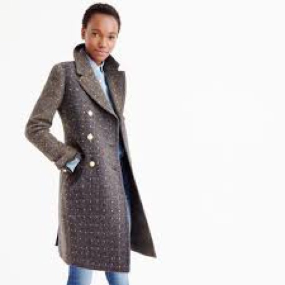 J. Crew Embellished Harris tweed coat